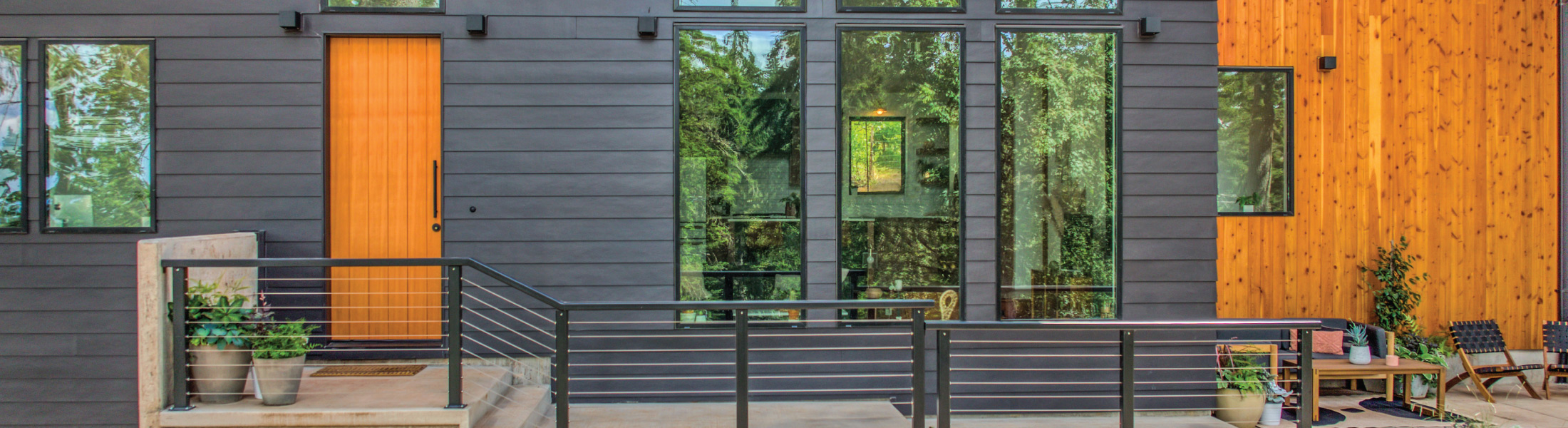 Entrance to the Wine Are Deco custom home built by Mike Riddle Construction